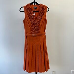 Adrianna Papell Ruffled Belted Midi Dress – Size 4